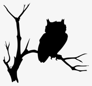 Owl Shilloutte On Limb Hogwarts Clipart Black And White