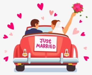 Royalty-free Art Marriage - Just Married Car Clipart