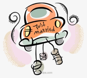 Just Married Car Royalty Free Vector Clip Art Illustration - Just Married Clipart Png Free