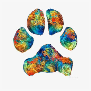 Print By Sharon Cummings By Sharon Cummings - Rainbow Bridge Paw Print