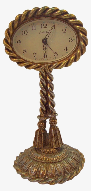 Vintage Guild Crest Goldtone Metal Boudoir Clock West - Antique