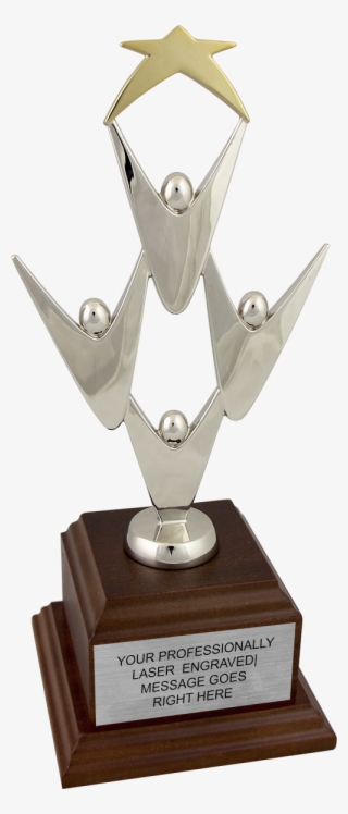 Gold & Silver Team Victory Trophy On Wood Veneer Base - Trophy