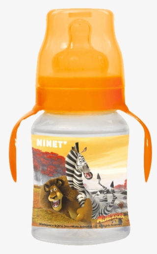 Biberón Madagascar De Boca Ancha Con Agarradera Naranja - Water Bottle