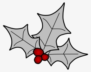 Holly, Berries, Leaves Spread, Silver, Png - Illustration