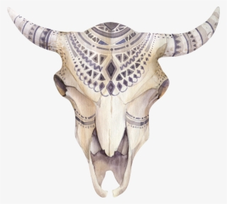 Boho Animal Skull Png - Cow Skull With Flower Crown