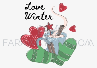 Love Winter Merry Christmas Cartoon Vector Illustration - Christmas Love Winter