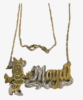 Gold Cartoon Nameplate Necklace - Necklace