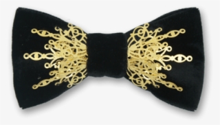 Gothic In Black Velvet Gold Bow Tie - Unique Bow Ties