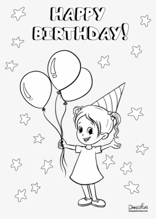 Birthday Girl Bw - Cartoon
