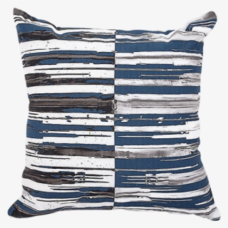 20x20" White Decorative Pillow With Blue Grey Linear - Cushion