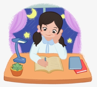 Illustration Review Exam Girl Png And Psd - Cartoon