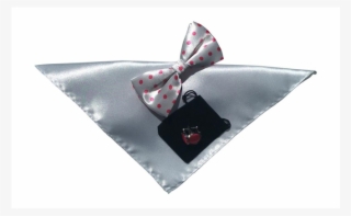 Mens Bow Tie Handkerchief And Cufflinks Set In White - Formal Wear