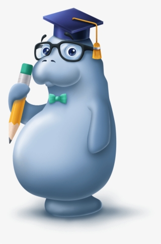 Typing Manatee - Cartoon