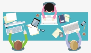 Secure Cloud Solutions - Flat Design Work Table