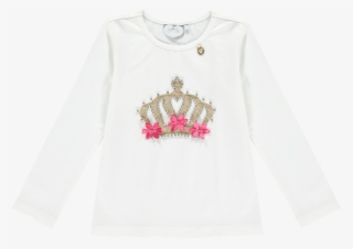 Aw18 A*dee Girls Terry White Princess Tiara Top - Long-sleeved T-shirt