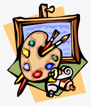 Vector Illustration Of Fine Arts With Palette And Canvas