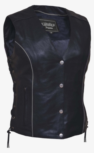 Ladies Motorcycle Leather Vest W/ Wings Detailing - Vest