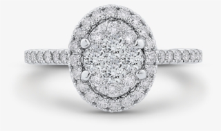 14k Two-tone Gold Round Cut Diamond Oval Shape Halo - Engagement Ring