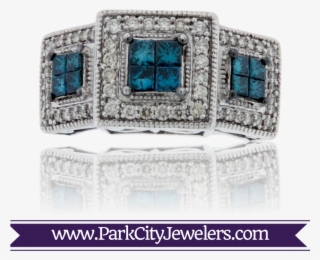 Blue Diamond Princess Cut Ring - Engagement Ring Colored Stone Gold