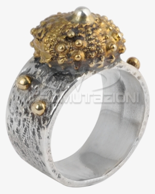 Sea Urchin Silver Ring With Brass Element Rings - Engagement Ring