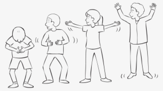 Back Line Of People Involved In Series Of Warm-ups - Line Art