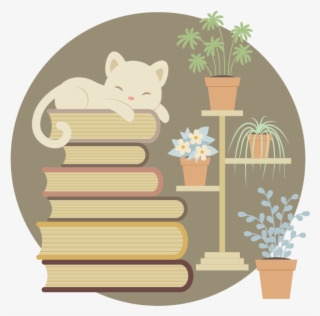 How To Create A Sleeping Cat On A Pile Of Books And - Cat Sleeping On Books Vector
