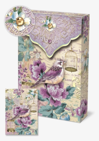 Lilac Birdcage Pouch Note Cards - Seahorse