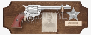 Pat Garrett Framed Pistol Dark Wood Display Plaque - Pat Garrett