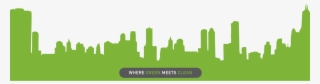 Image Of A Green City Skyline Silhouette With A Grey - Skyline
