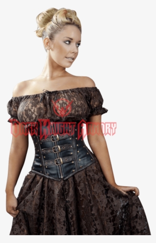 Biker Underbust Corset With Studs In Black