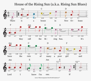 Easy Guitar Sheet Music For House Of The Rising Sun - Sheet Music