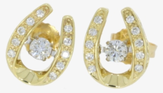 9ct Yellow Gold Floating Diamond Set Horse Shoe Earrings - Earrings