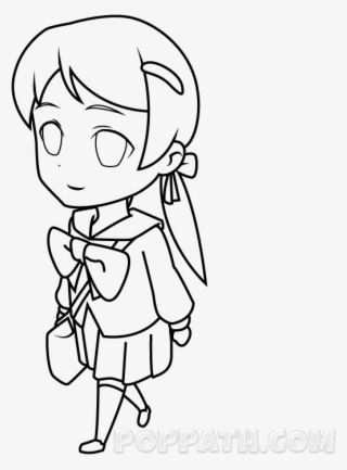 Erase Any Guidelines And Our School Girl Is Ready For - Line Art