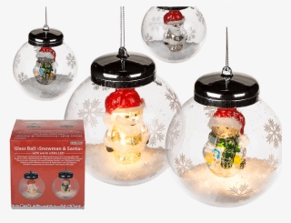 New Glass Globe Snowman & Santa Christmas Tree Decorations - Snowman