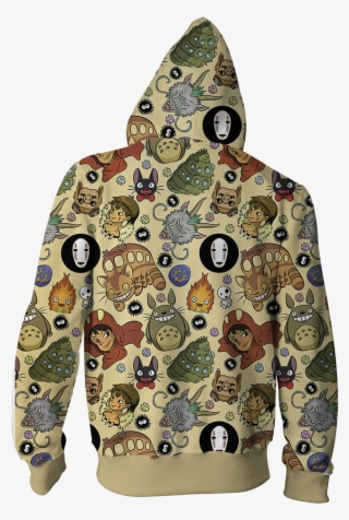Ghibli Studio Spirited Away Characters Seamless Zip - Hoodie