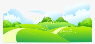 On Meadow Painted Of Trees Illustration Cartoon Clipart - Cartoon Meadow Png
