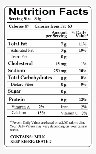 Hence Queso D'hoja - Nutrition Facts