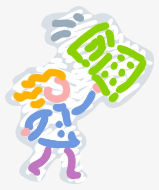 Vector Illustration Of Student Carries Laptop Notebook