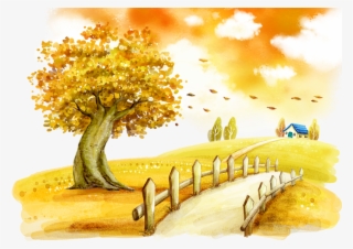 Report Abuse - Paysage Automne Dessin Couleur