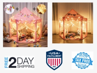 Big Pink Girls Princess Castle Tent With Large Star - Game