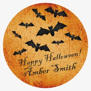 Bat Moon Happy Halloween Stickers Or Favor Tags - Circle