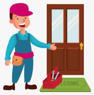 Commercial Doors - Door Installation Cartoon