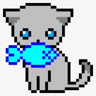 Cat W/little Dead Fish - Easy Pixel Art Cat