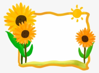 Sunflower Border Watercolor Hand Painted Transparent - Sunflower