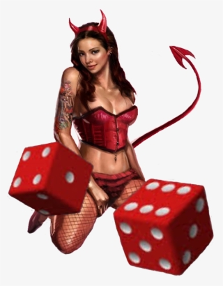 Dice-red Devil Pinup Girl - Devil Pin Up Girl Art