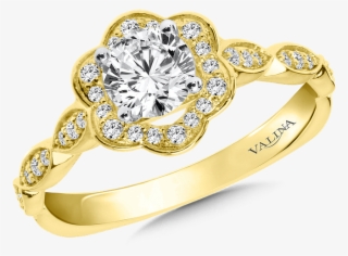 Valina Halo Engagement Ring Mounting In 14k Yellow - Pre-engagement Ring