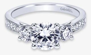 Three Stone Engagement Rings - Full Bezel Three Stone Diamond Ring