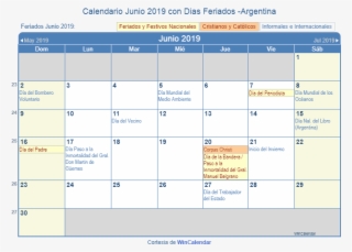Calendario Argentino Junio 2019 En Formato De Imagen - January 2019 Calendar Holidays