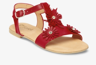 14-531 Sandalia De Piso Roja Con Flores - Sandal