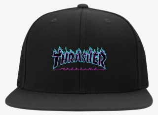 Thrasher Puple Flame Logo Snapback Hat - Baseball Cap